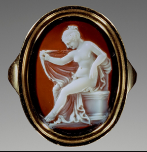 An image of an ancient ring with cameo depicting Hermaphroditus.