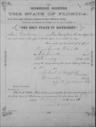 An image of a marriage certificated issued by the State of Florida.