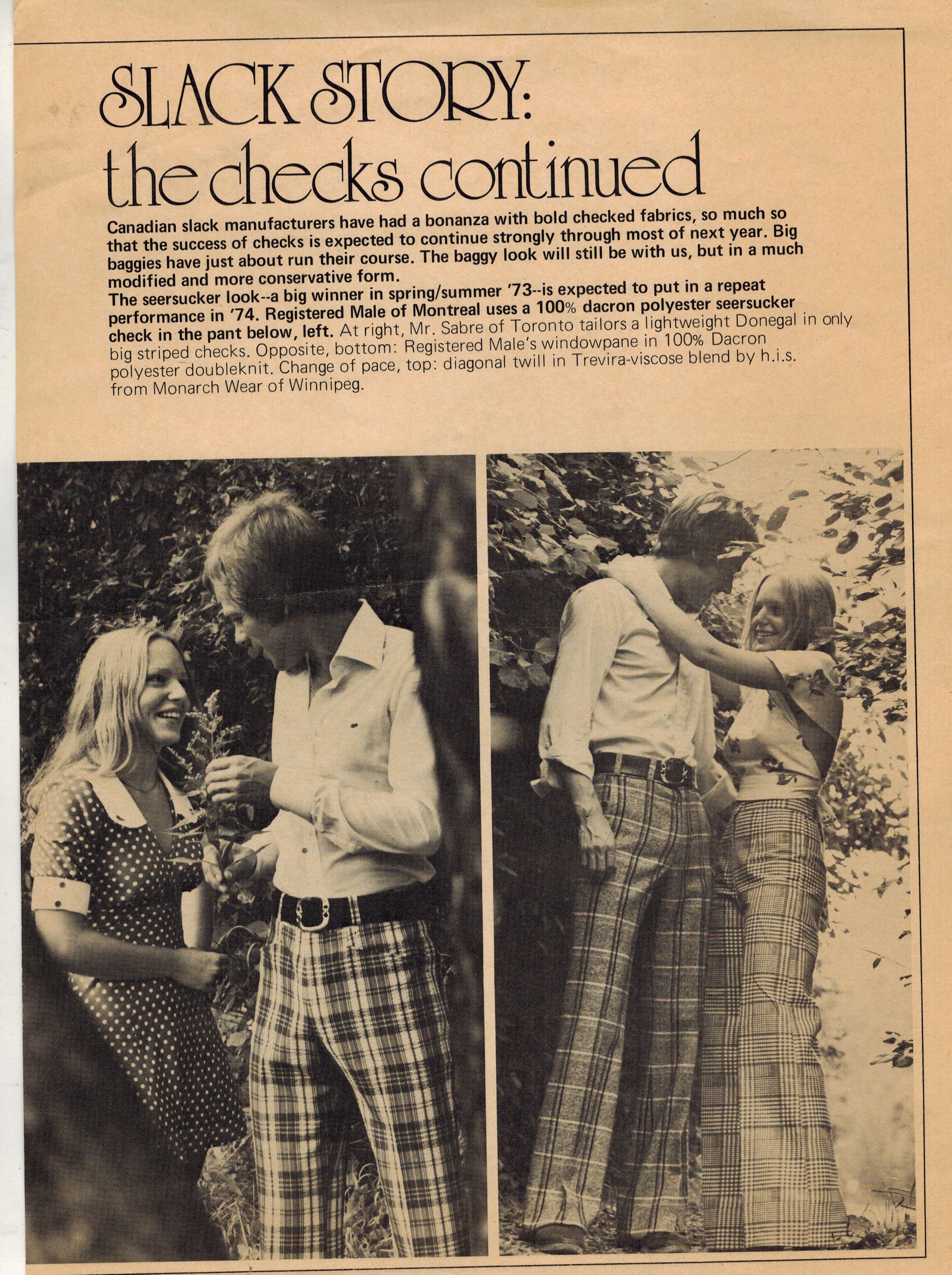 A scan of a print adverisement featuring two photos of a man and a young woman.