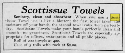 A newspaper advertisement for Scottissue Towels.