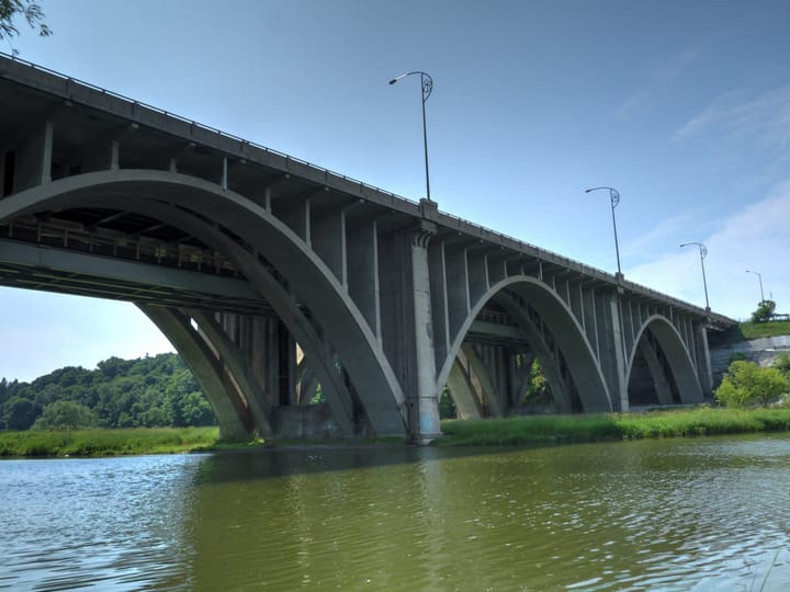 Queen Elizabeth Way over the Credit River Bridge